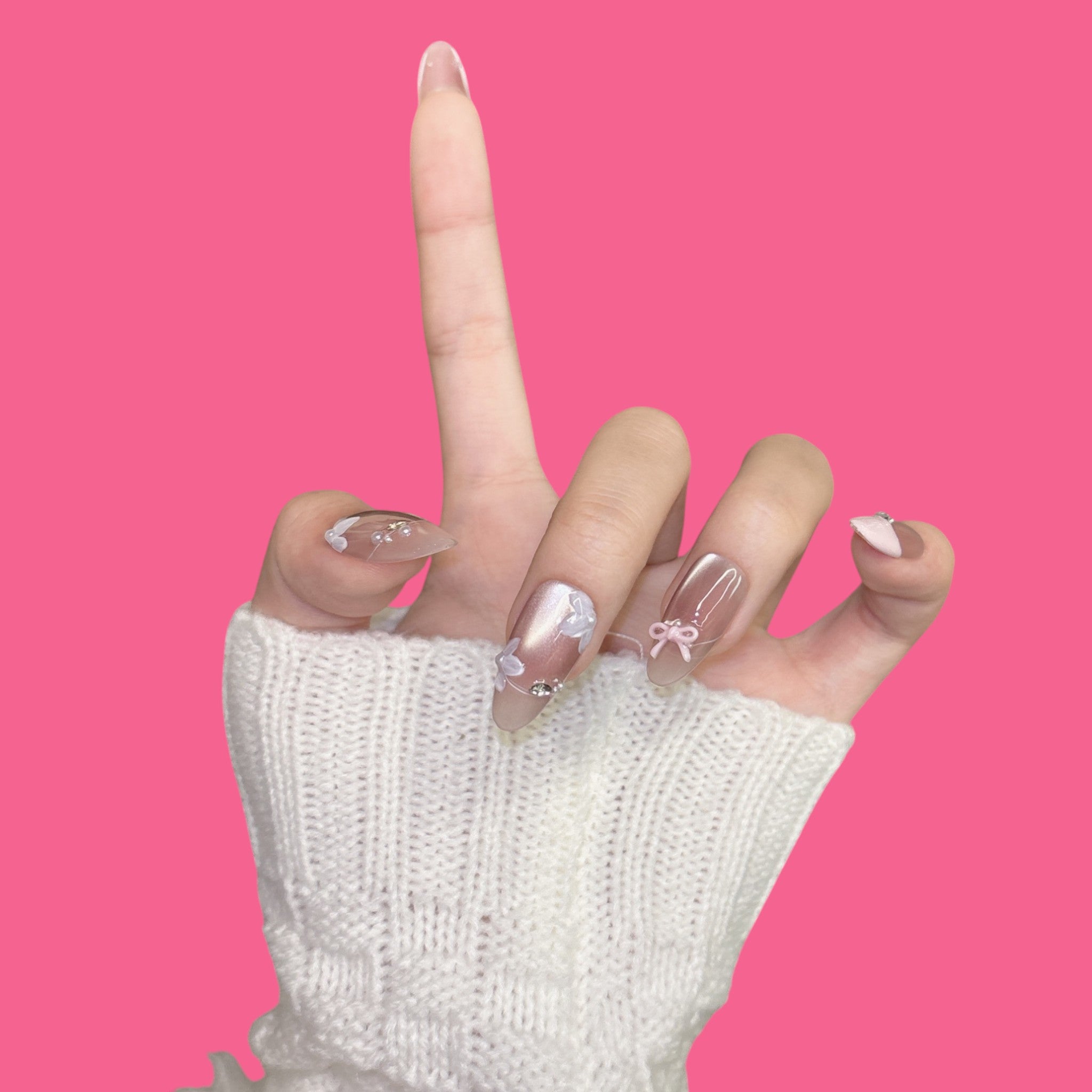 Sweet Bow & Butterfly Press-On Nails