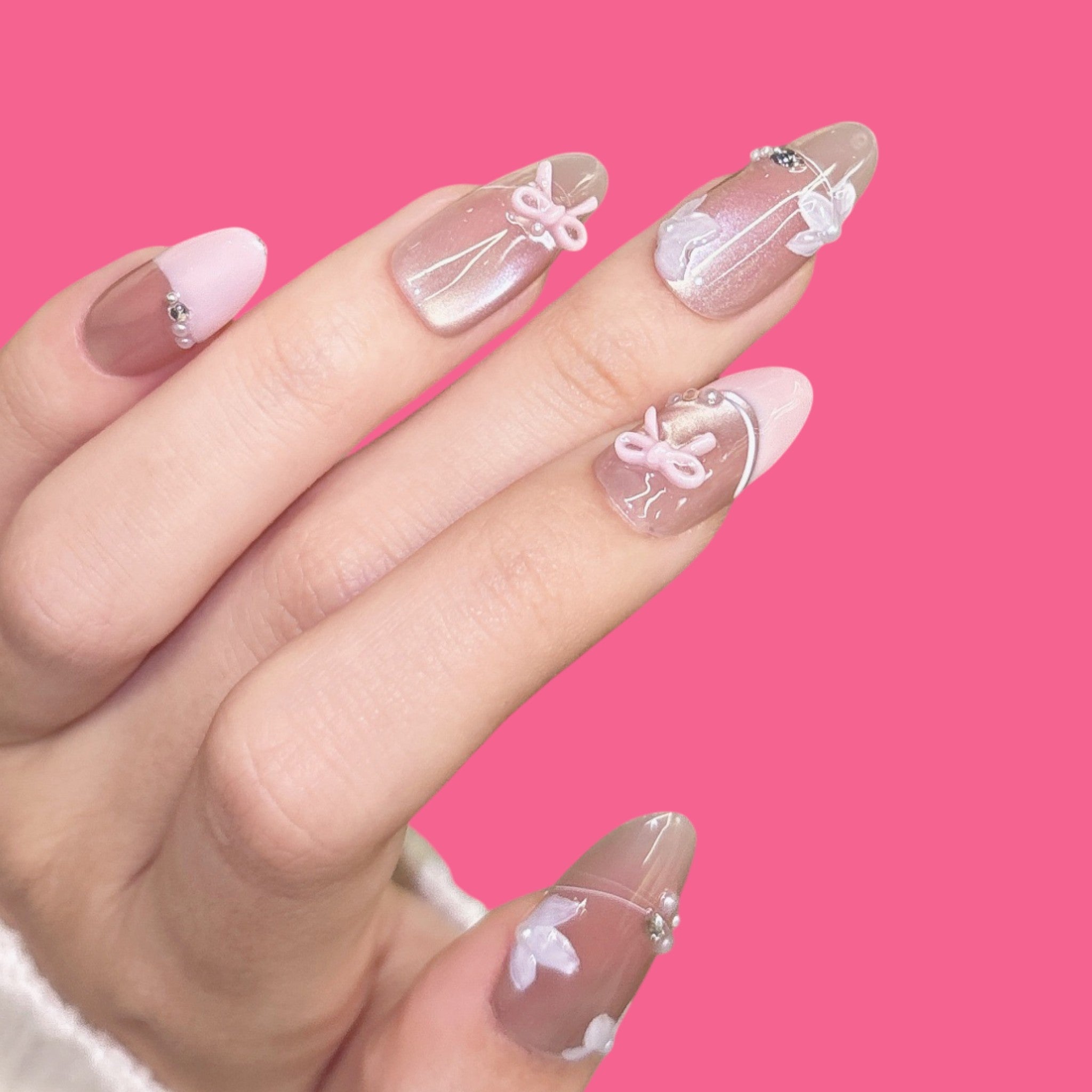 Sweet Bow & Butterfly Press-On Nails