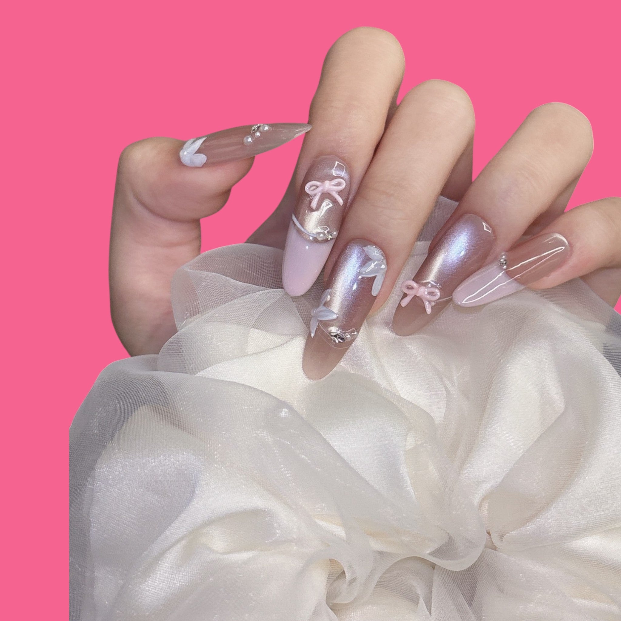 Romantic Bow & Butterfly Press-On Nails