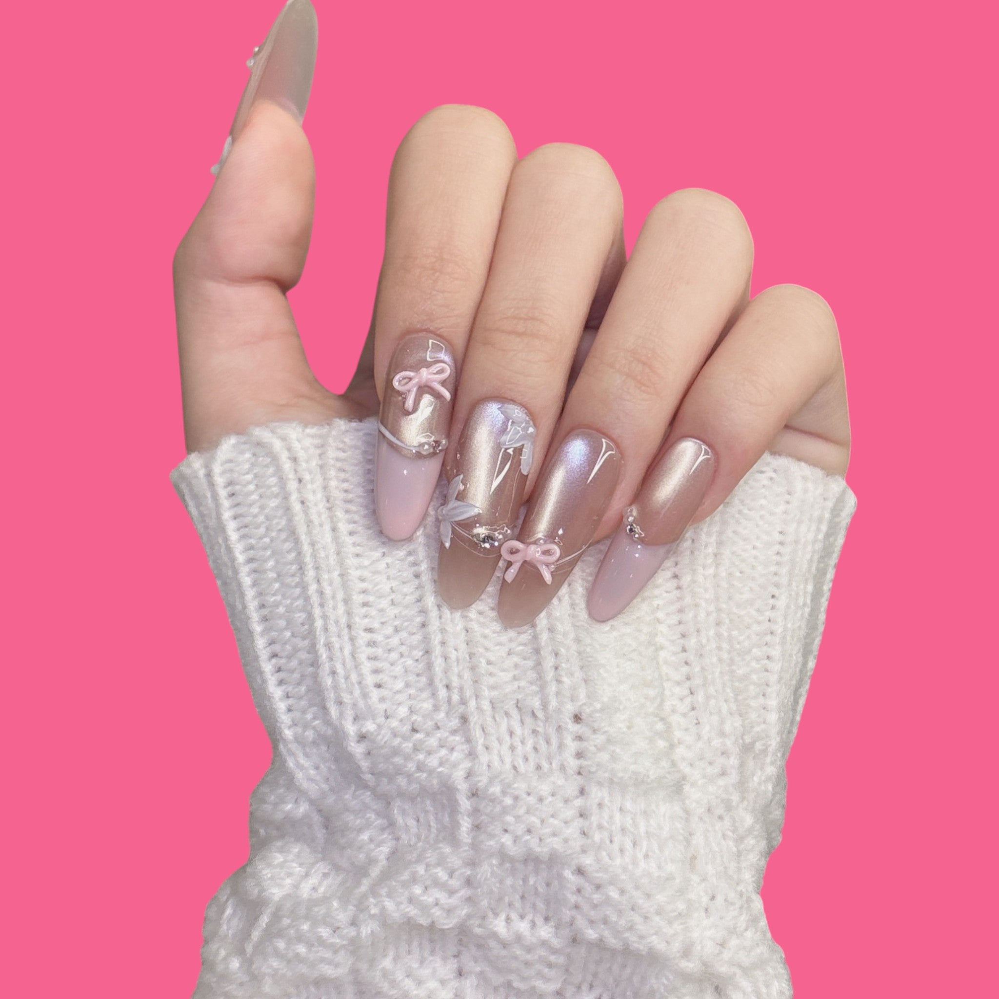 Romantic Bow & Butterfly Press-On Nails