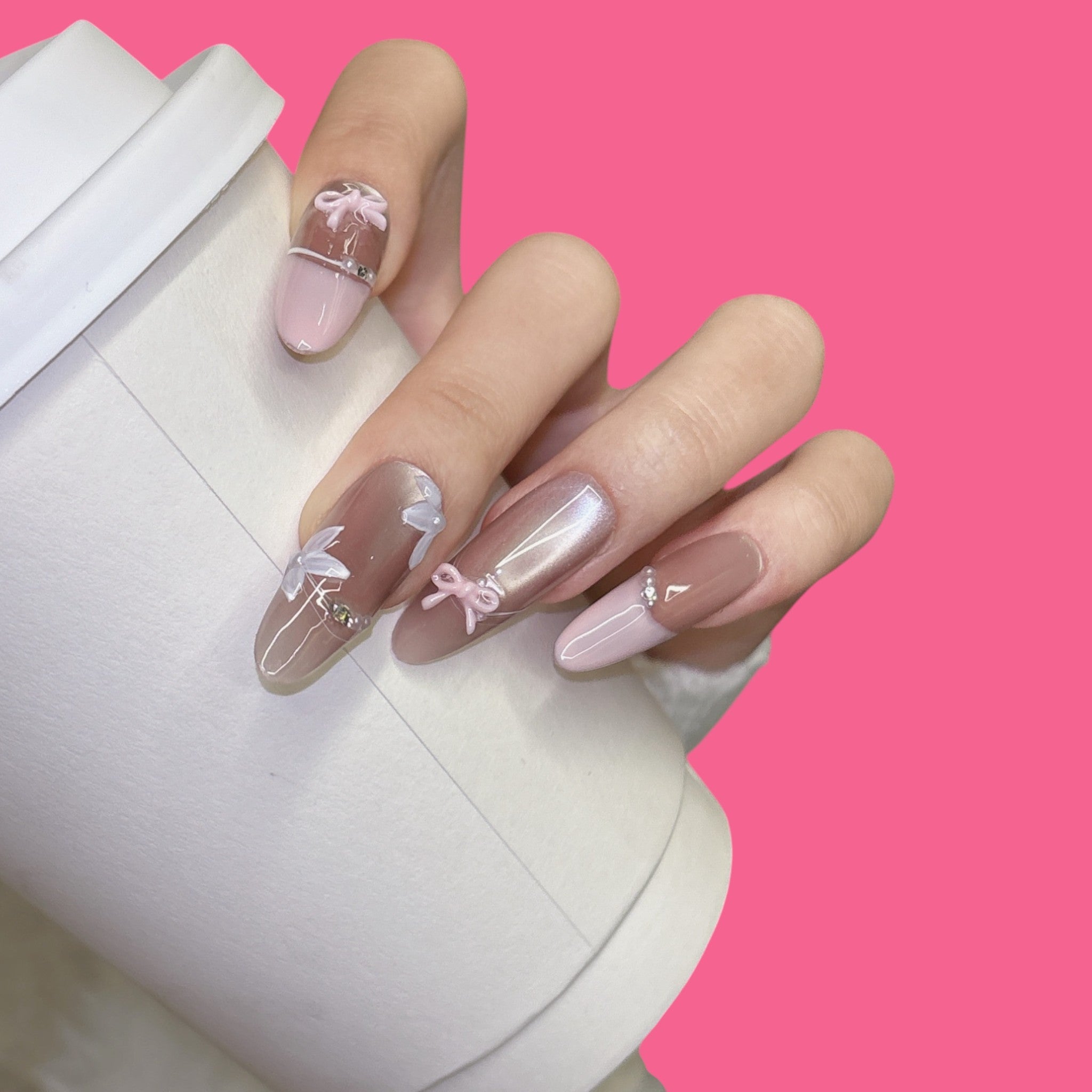 Romantic Bow & Butterfly Press-On Nails