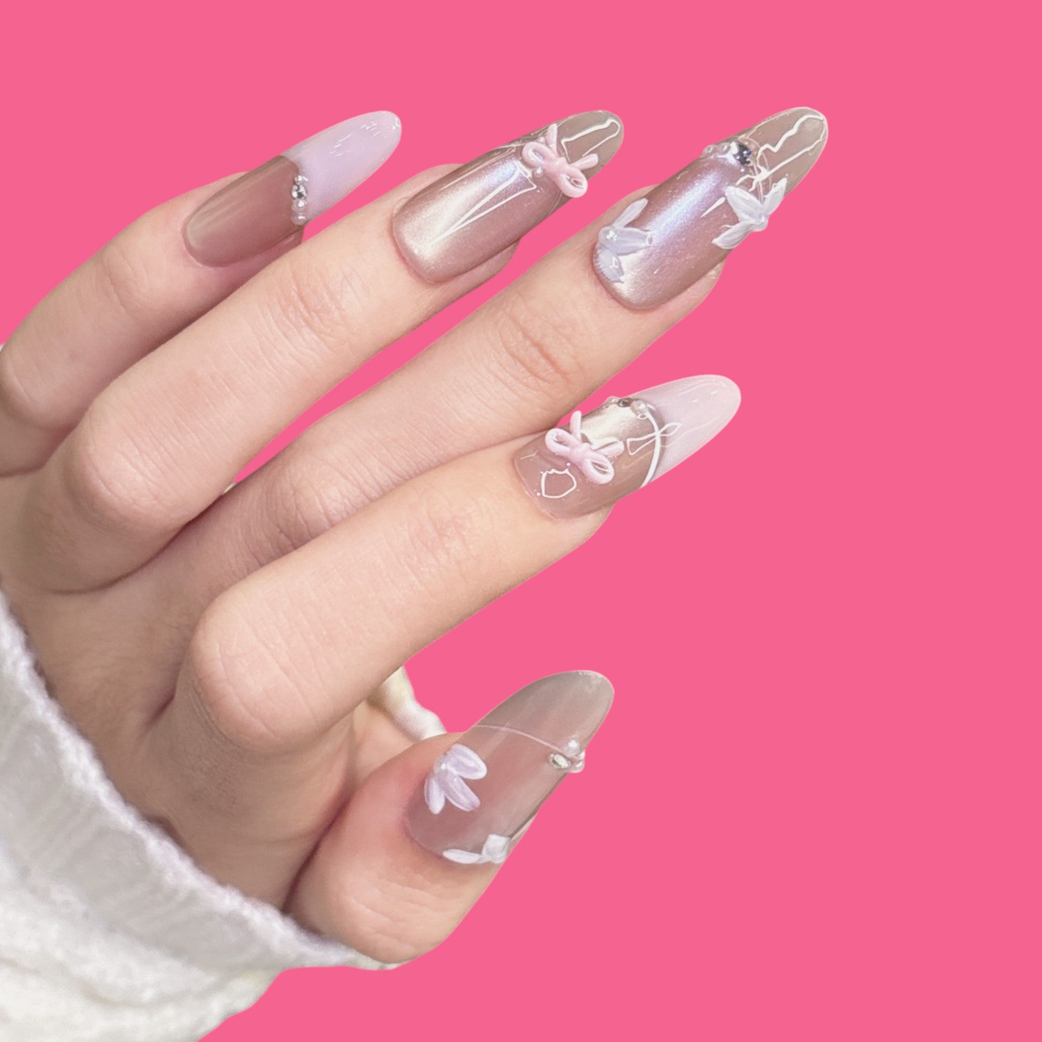 Romantic Bow & Butterfly Press-On Nails