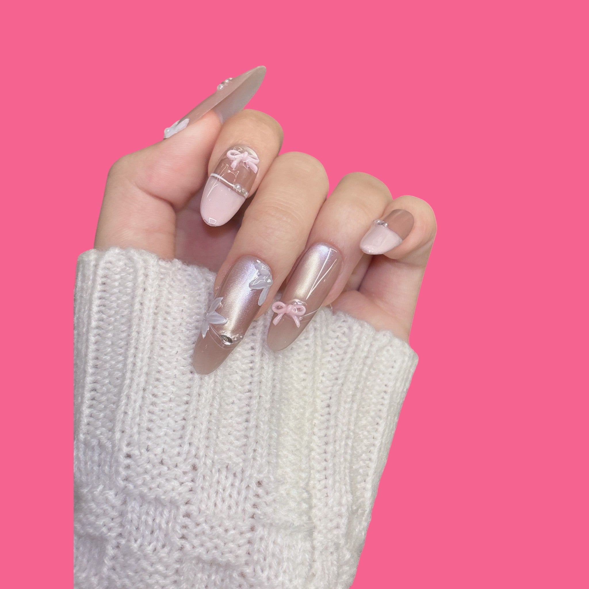 Romantic Bow & Butterfly Press-On Nails