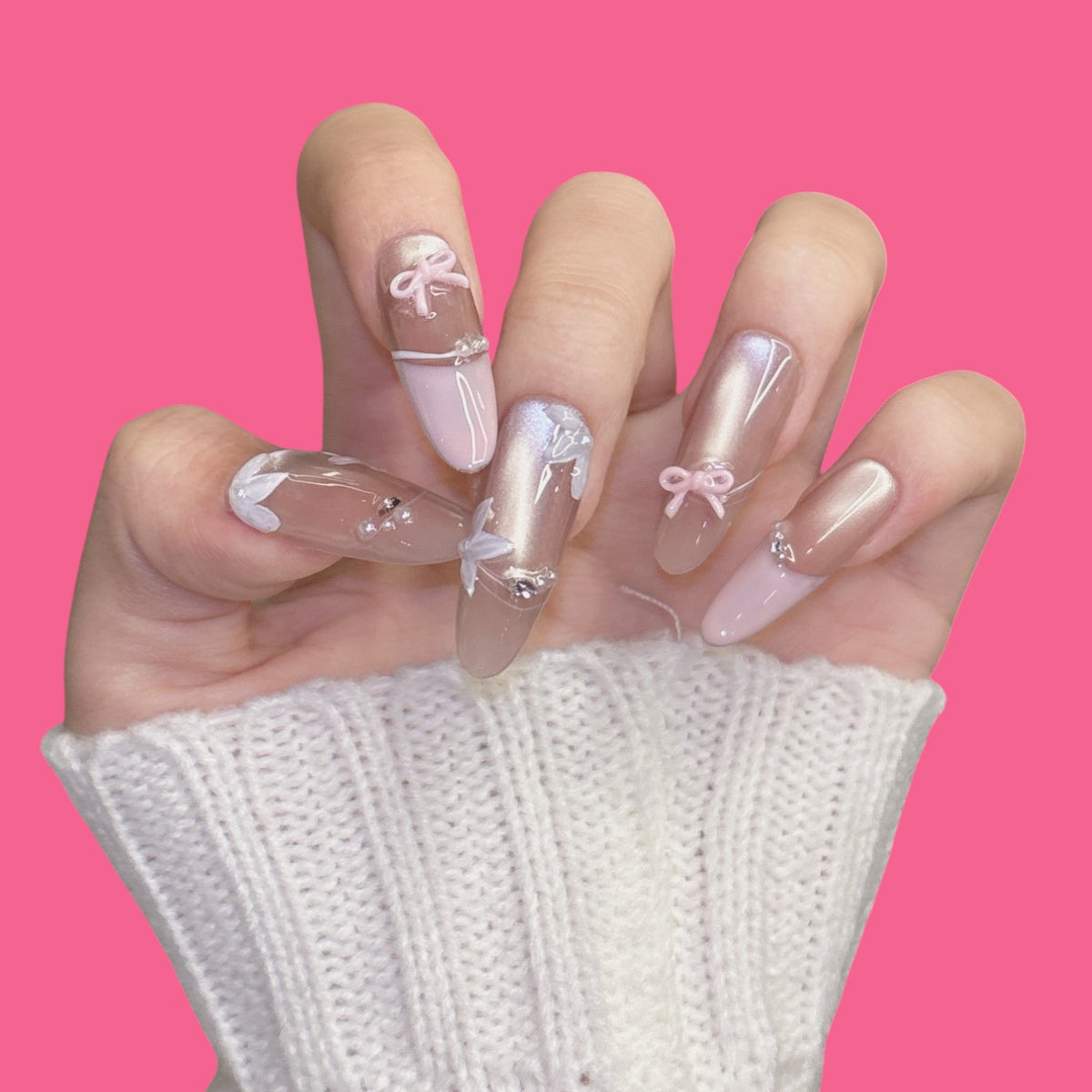 Romantic Bow & Butterfly Press-On Nails