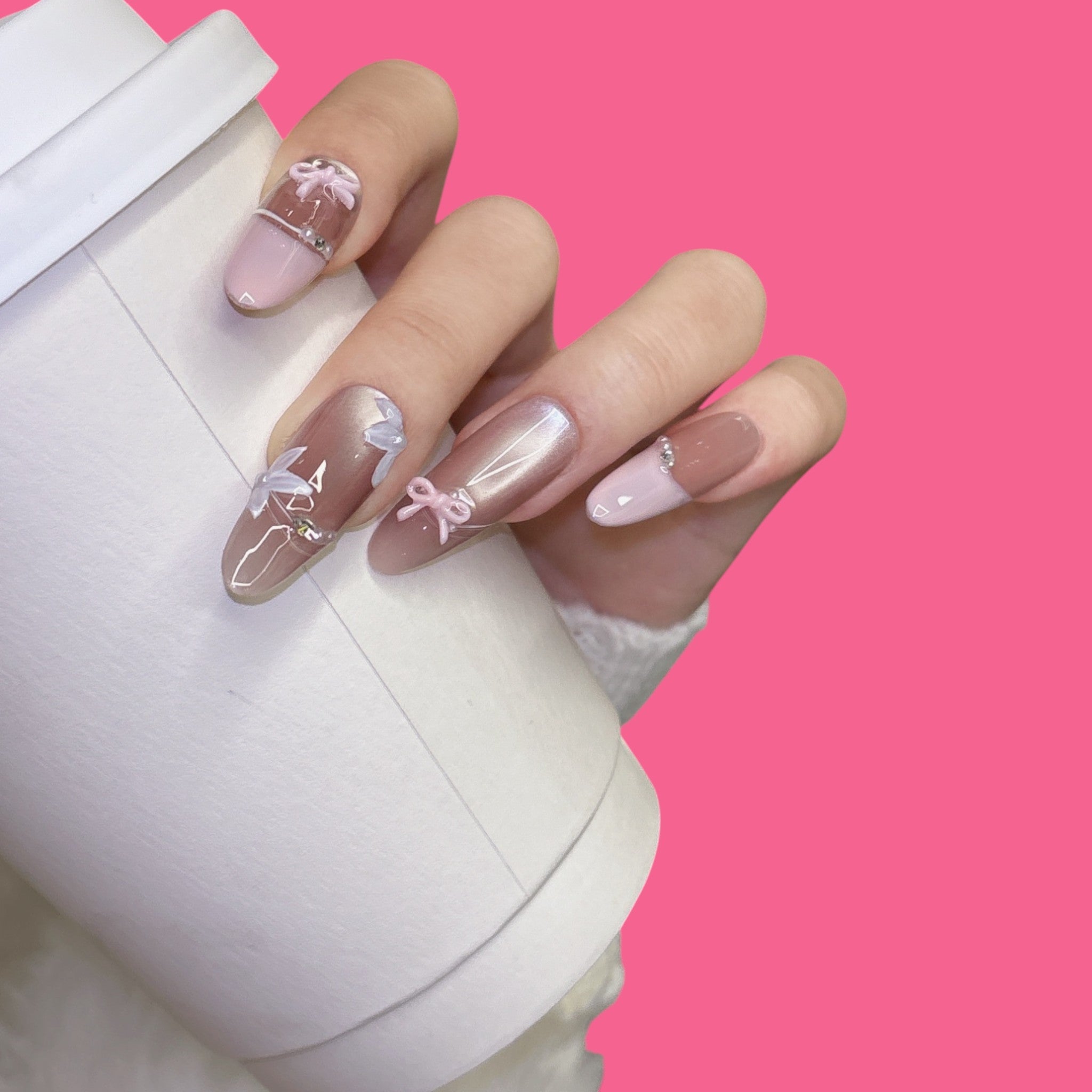 Romantic Bow & Butterfly Press-On Nails