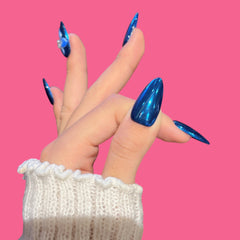 Sapphire Blue Chrome Press-On Nails