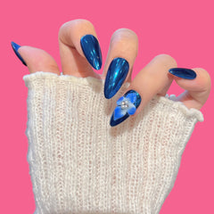 Sapphire Blue Chrome Press-On Nails