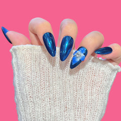 Sapphire Blue Chrome Press-On Nails