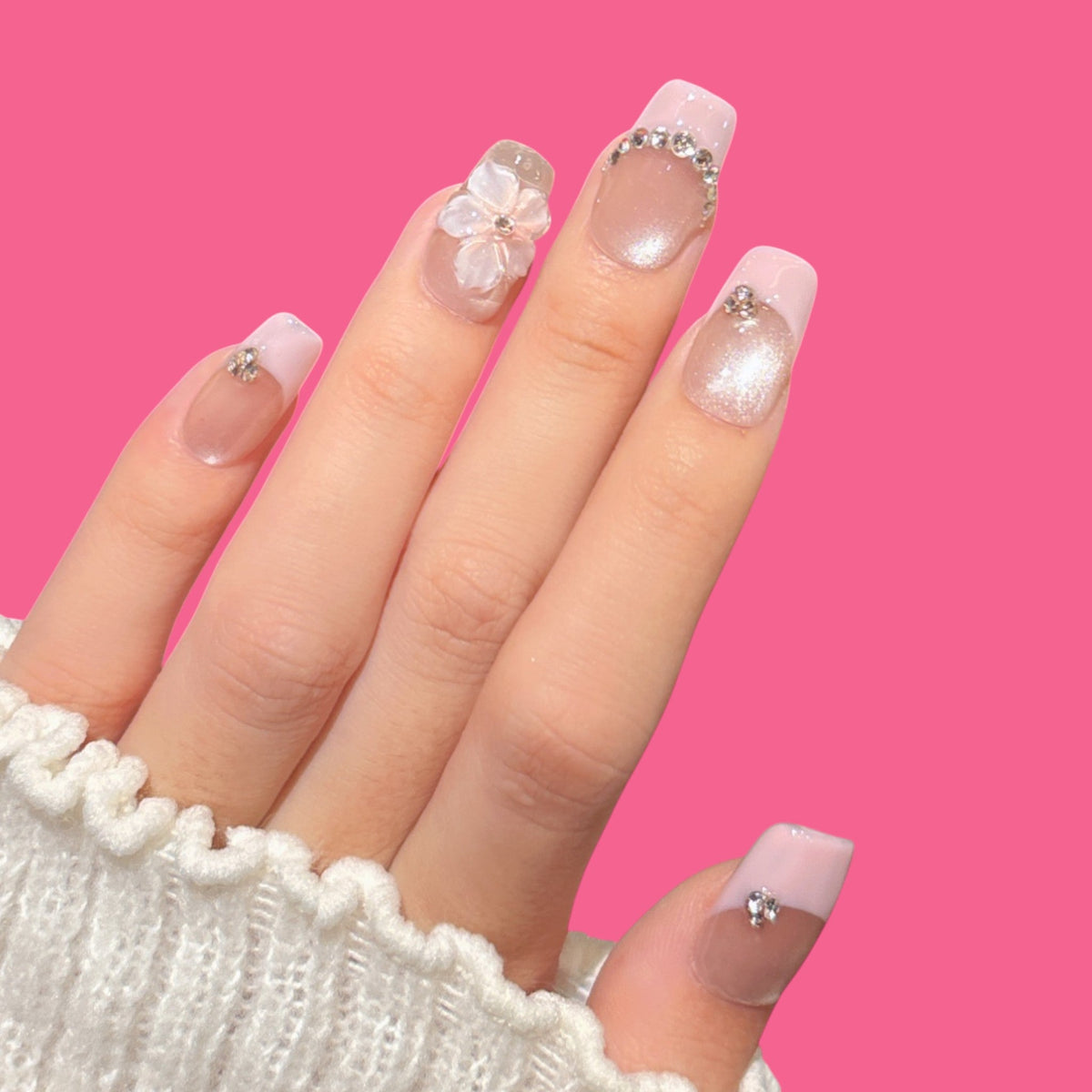 Luxury Pink French Press-On Nails