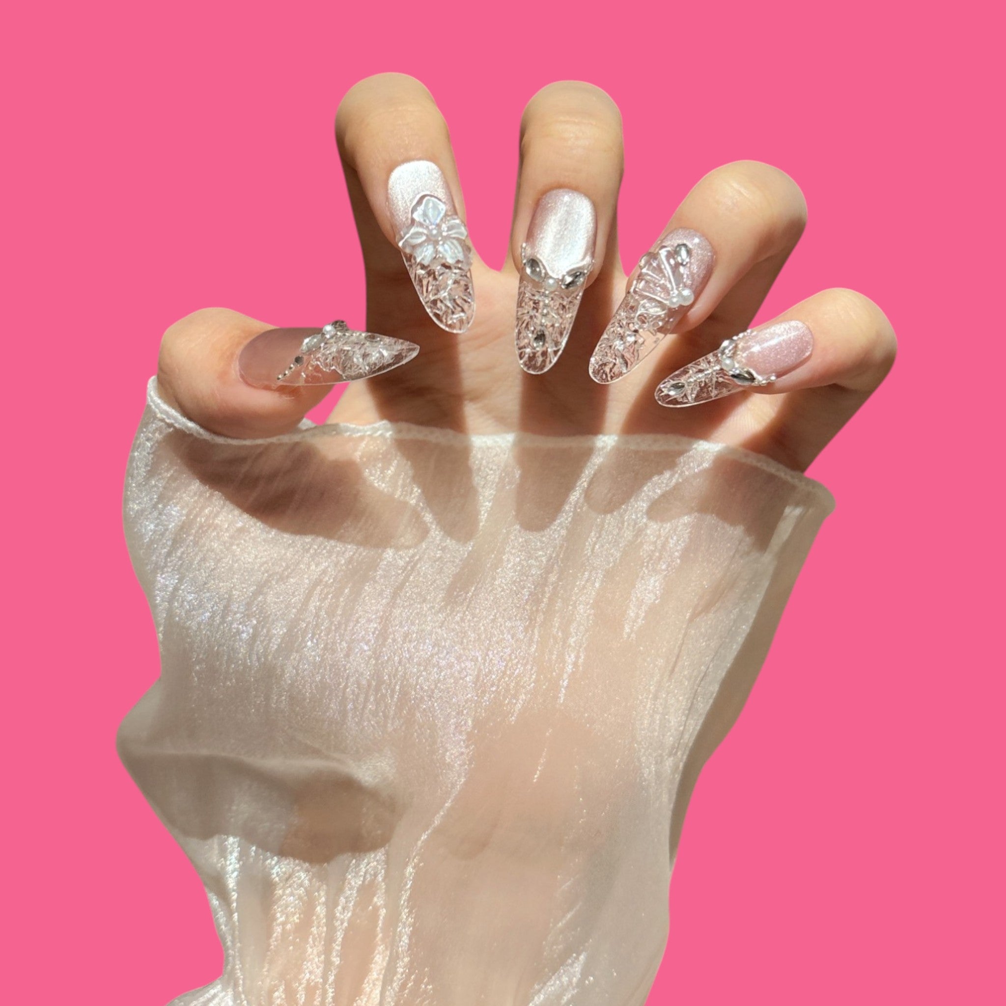 Crystal Carved Press-On Nails