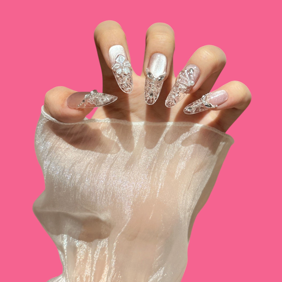 Crystal Carved Press-On Nails