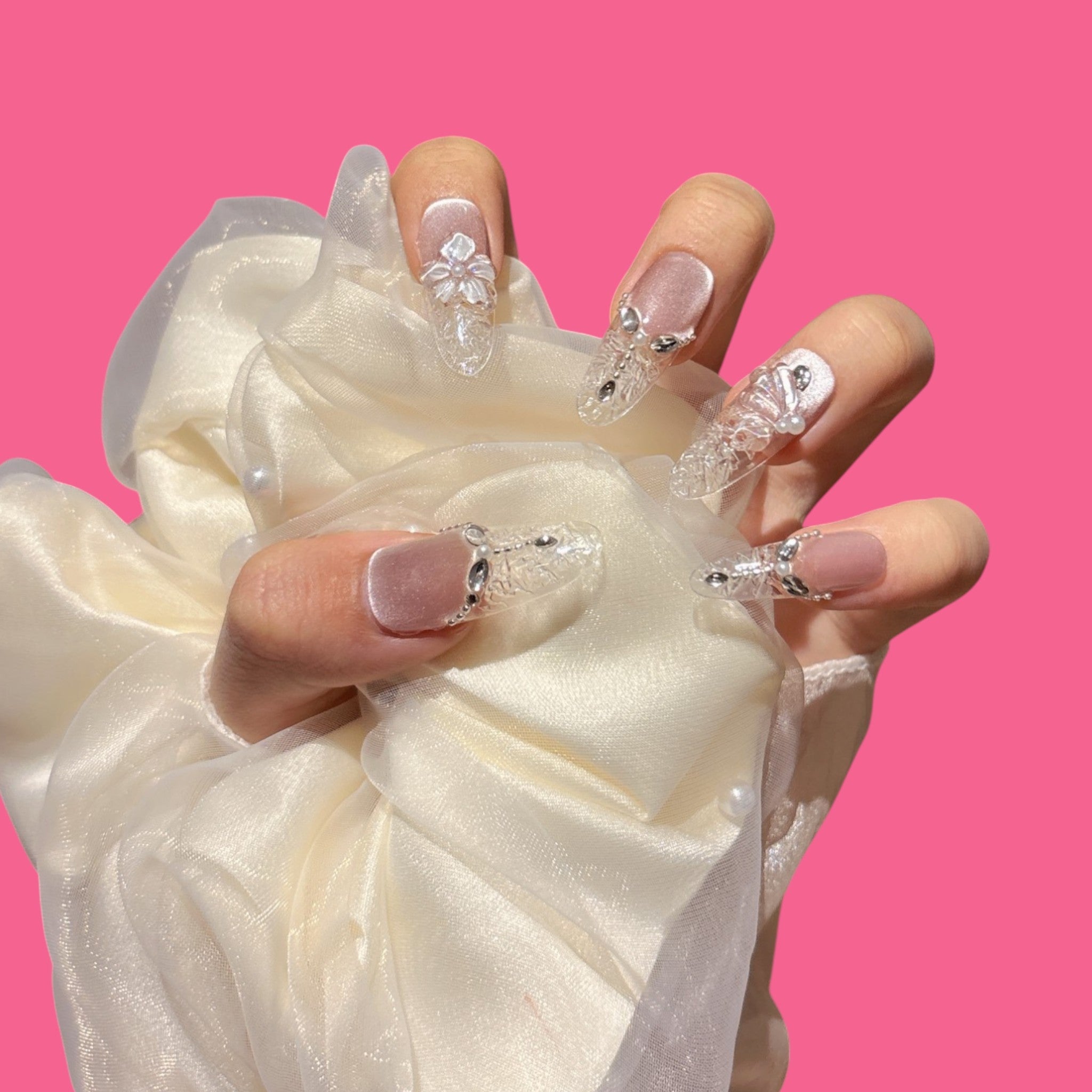 Crystal Carved Press-On Nails