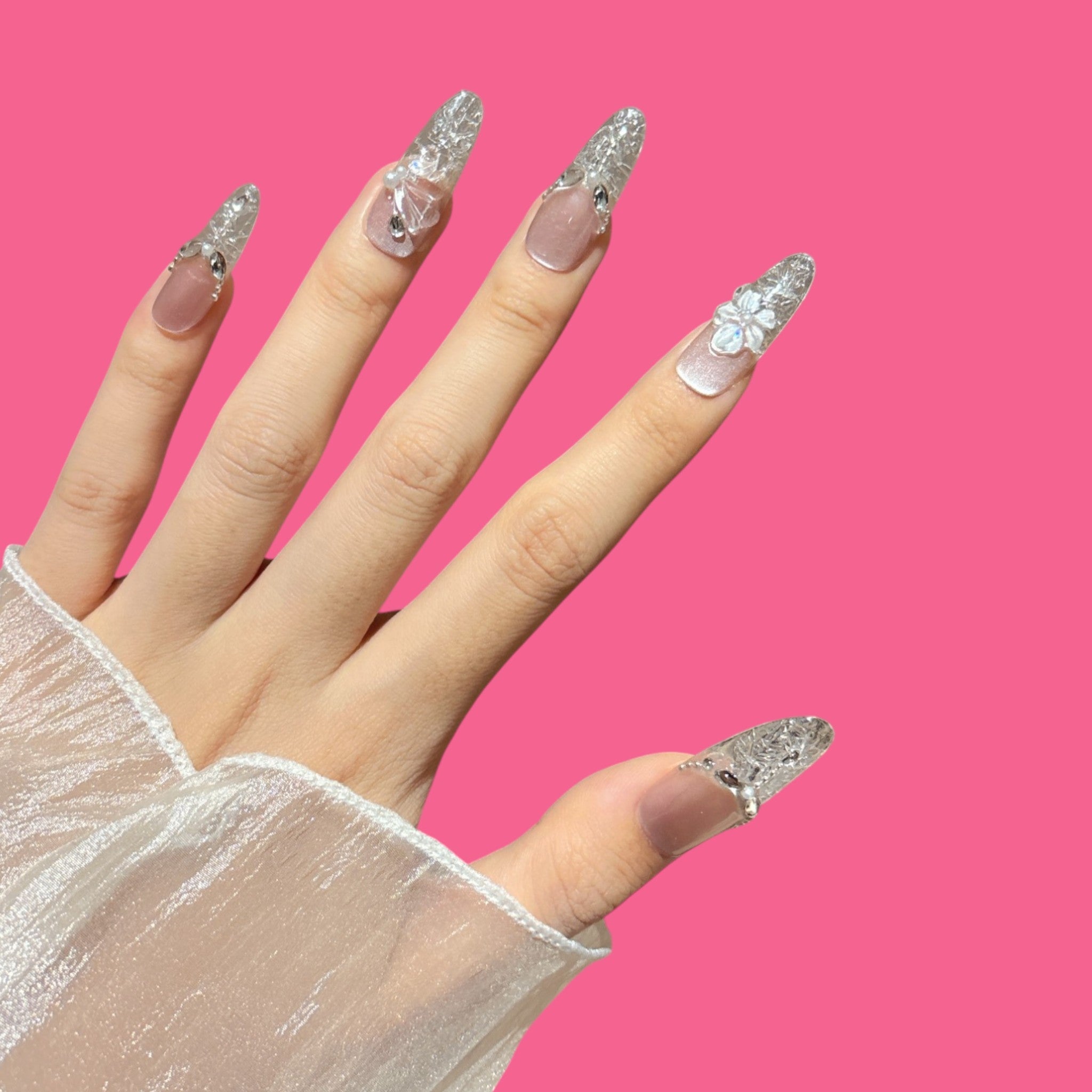 Crystal Carved Press-On Nails