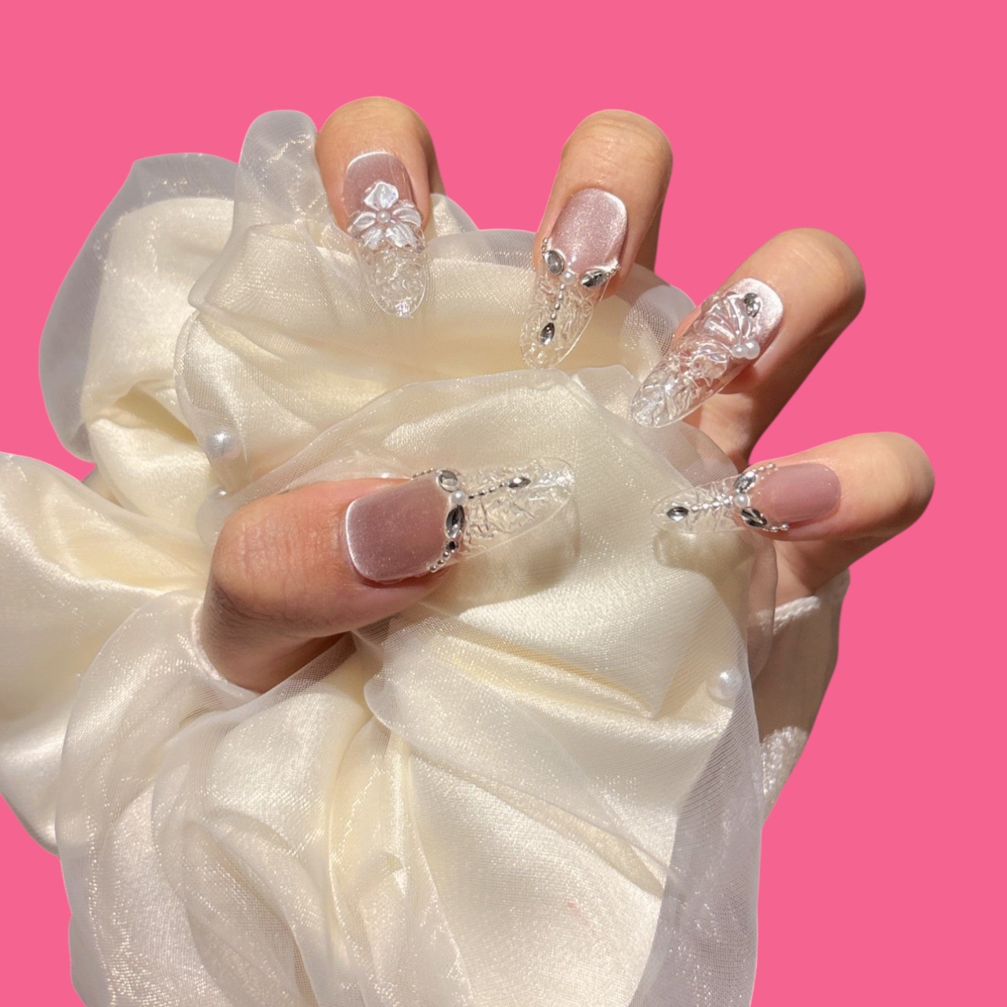 Crystal Carved Press-On Nails
