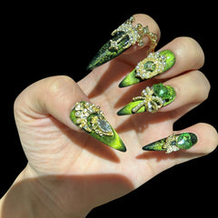 Gothic Emerald Press-On Nails 1.57 inches