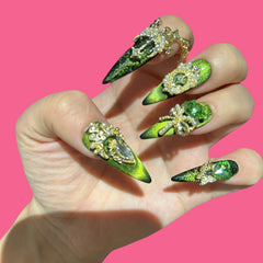 Gothic Emerald Press-On Nails 1.57 inches