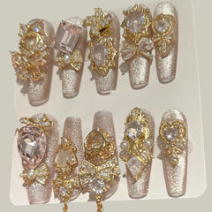 Champagne Crystal Press-On Nails 1.18 inches