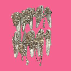 Silver Crystal Glam Press-On Nails – Long Stiletto | NailiPress