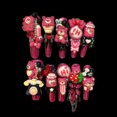 Cute Pink Bear & Hello Kitty Kawaii Press-On Nails | NailiPress