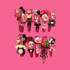 Cute Pink Bear & Hello Kitty Kawaii Press-On Nails | NailiPress