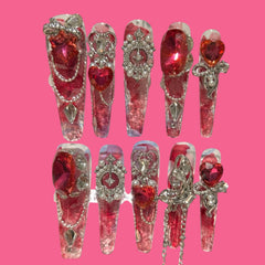 NailiPress Glamorous Red Heart Press-On Nails 1.18 Inches