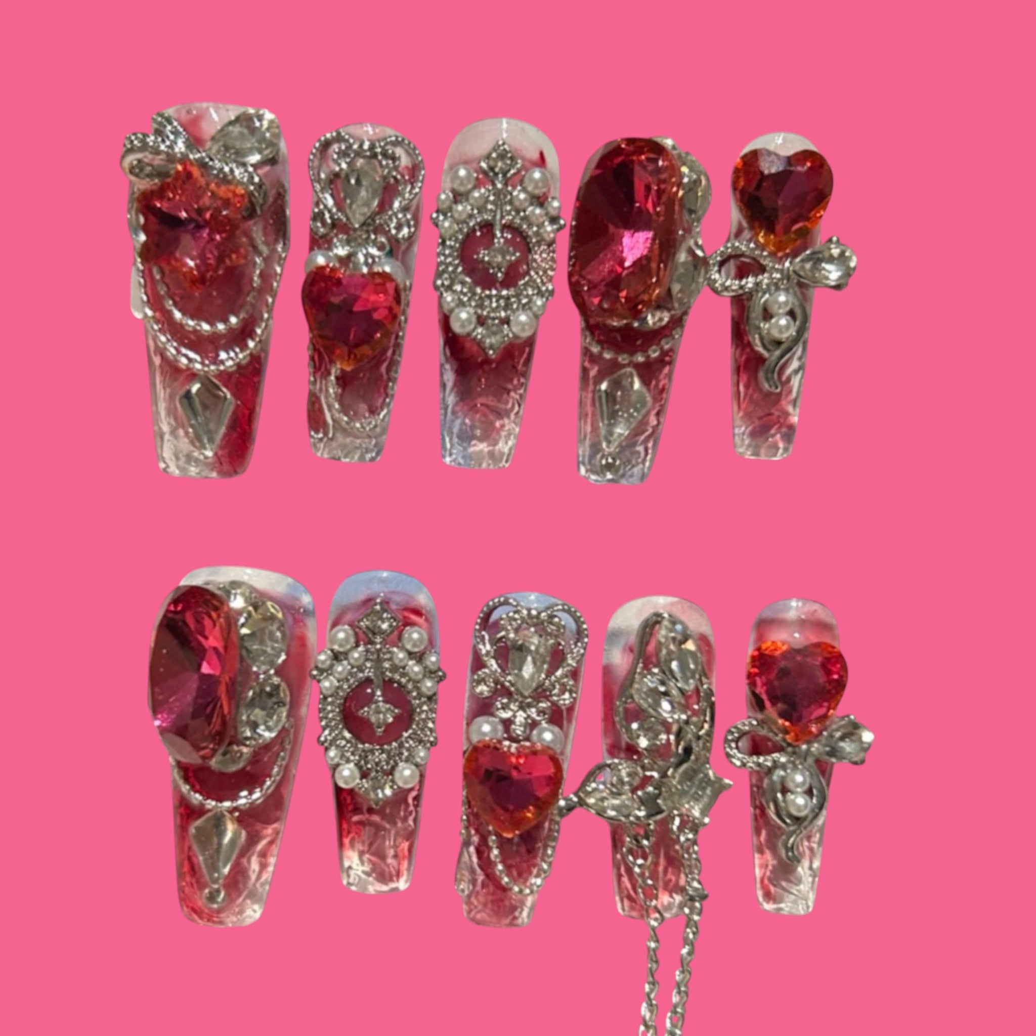 NailiPress Glamorous Red Heart Press-On Nails 1.57 Inches