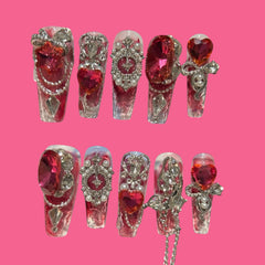 NailiPress Glamorous Red Heart Press-On Nails 1.57 Inches