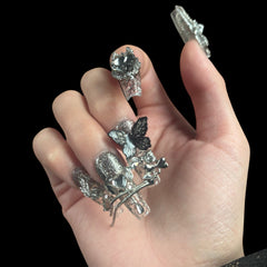 Gothic Silver Butterfly Press-On Nails – Skull & Chain Accents | NailiPress