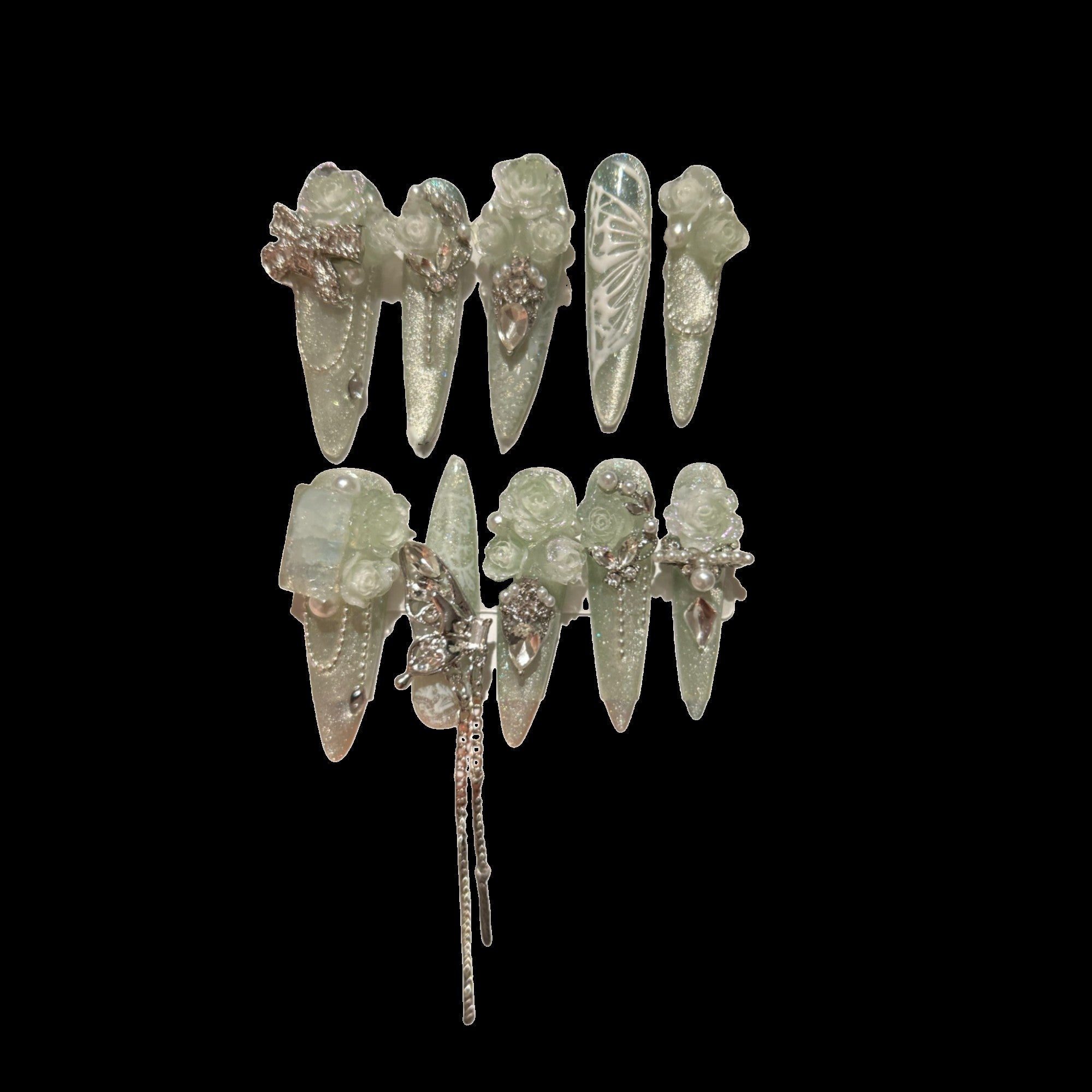 3D Florals, Silver Gems & Butterfly Detail | NailiPress