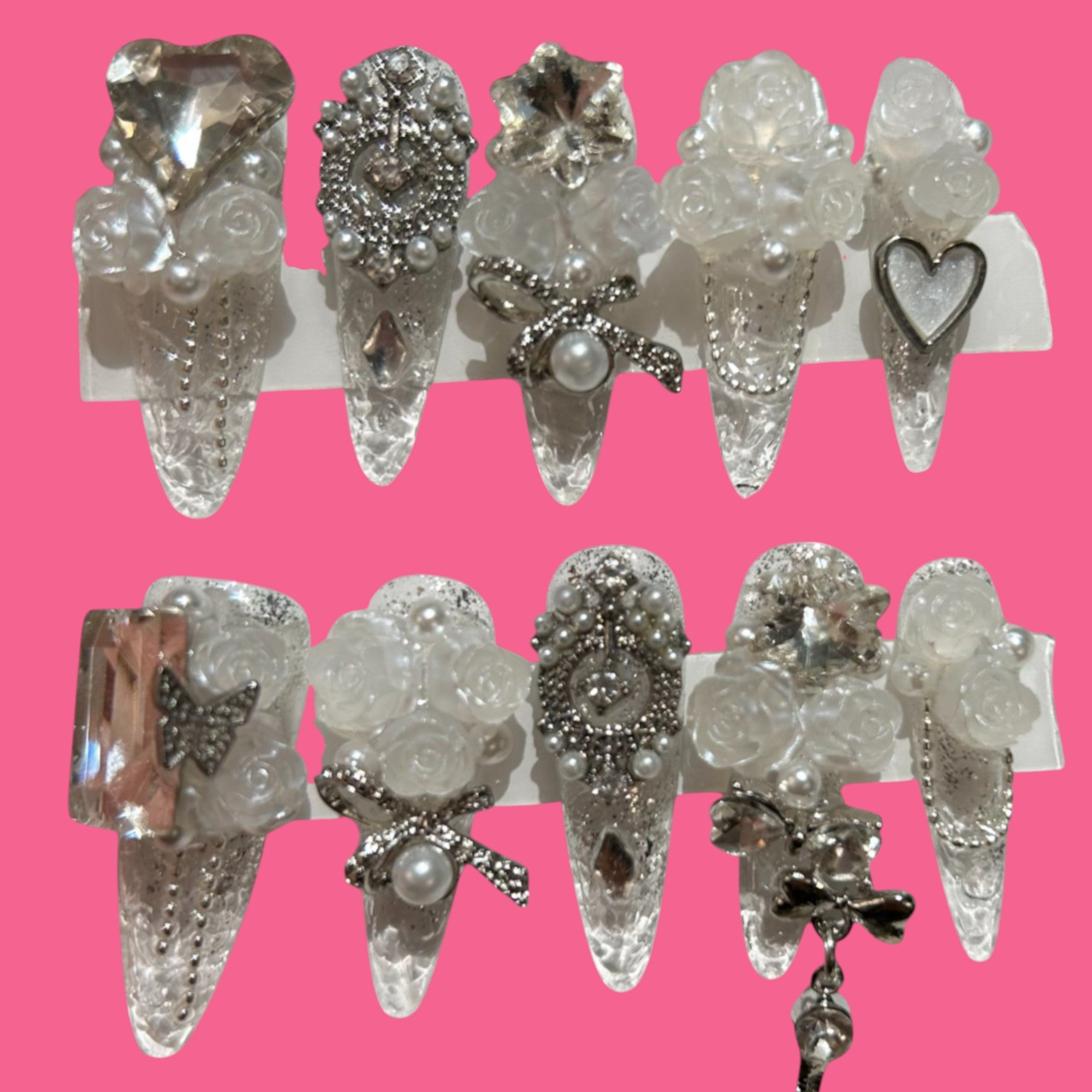 Crystal Fantasy 3D Floral Press-On Nails 1.18'' | NailiPress