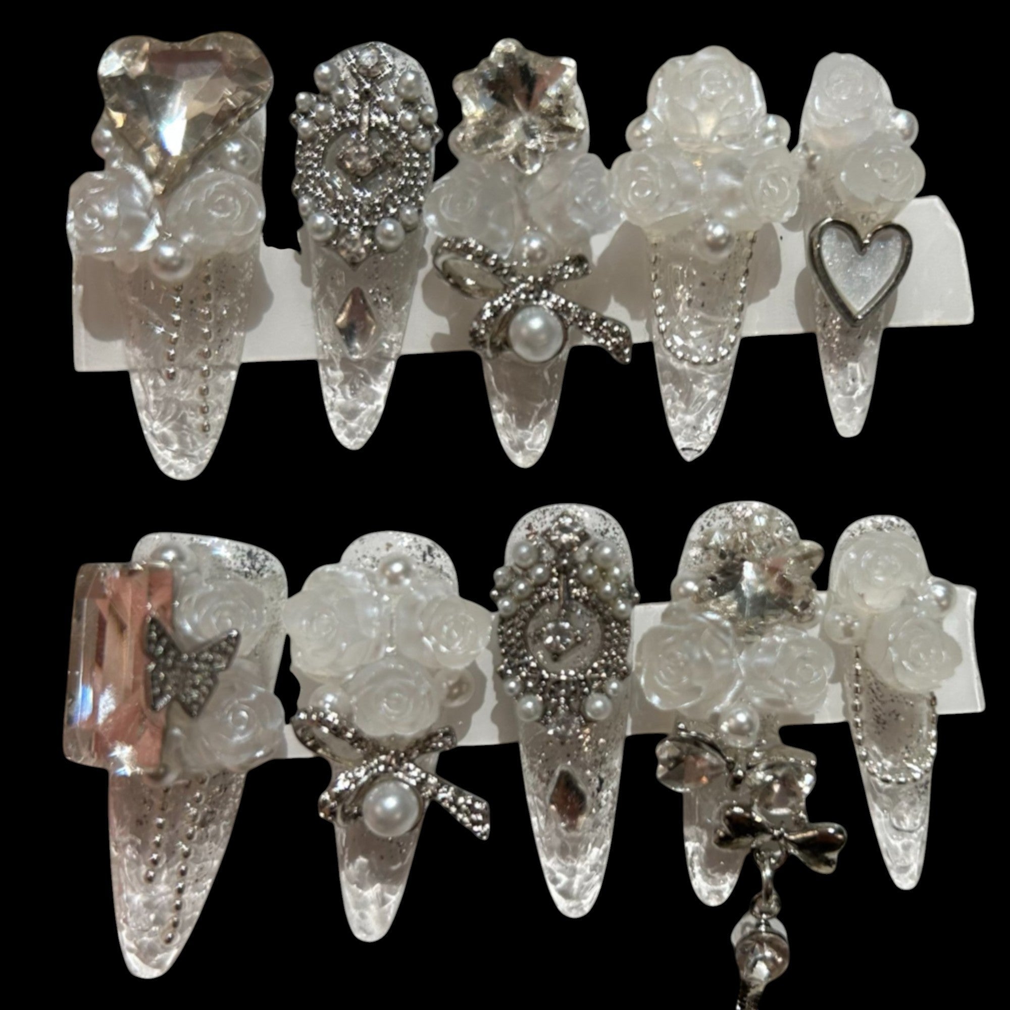 Crystal Fantasy 3D Floral Press-On Nails 1.18'' | NailiPress