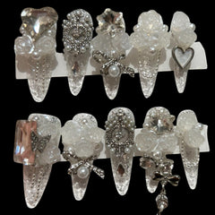 Crystal Fantasy 3D Floral Press-On Nails 1.18'' | NailiPress