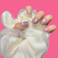Iridescent Purple Cat-Eye Press-On Nails