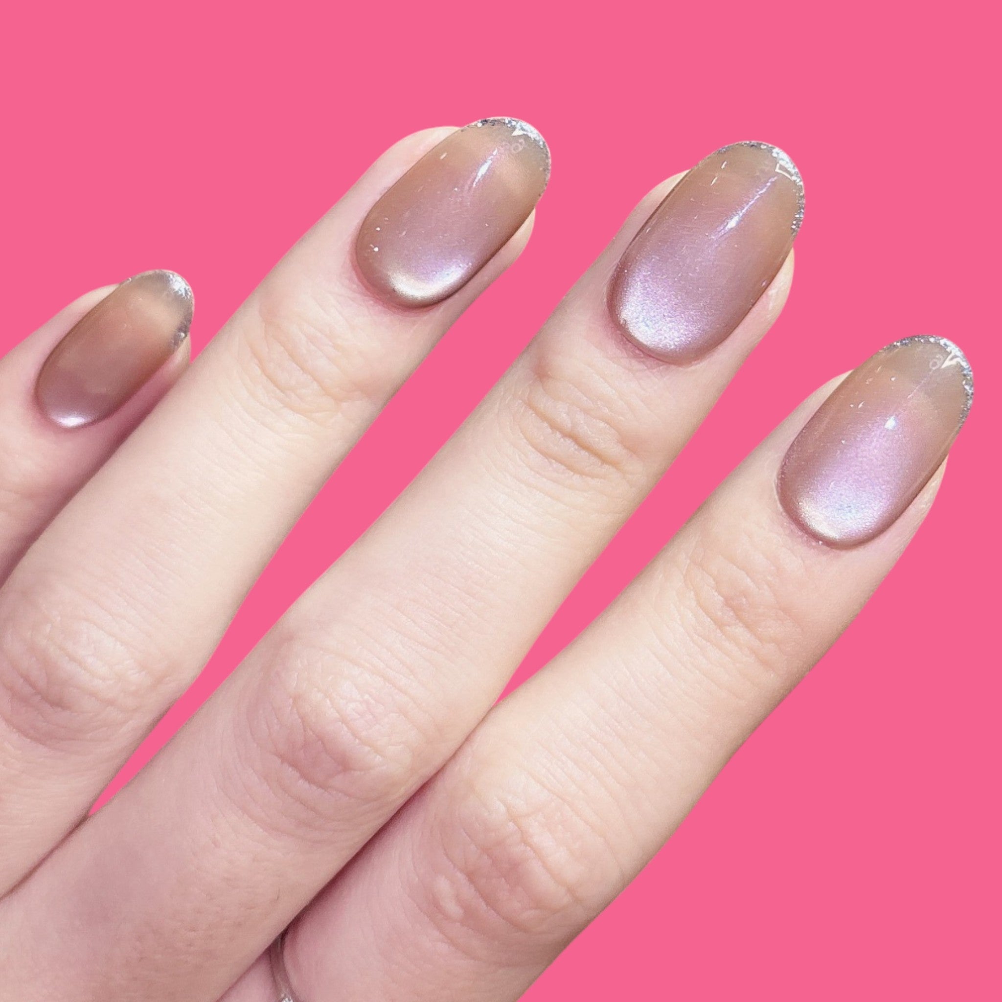 Nude Brown Glitter French Press-On Nails
