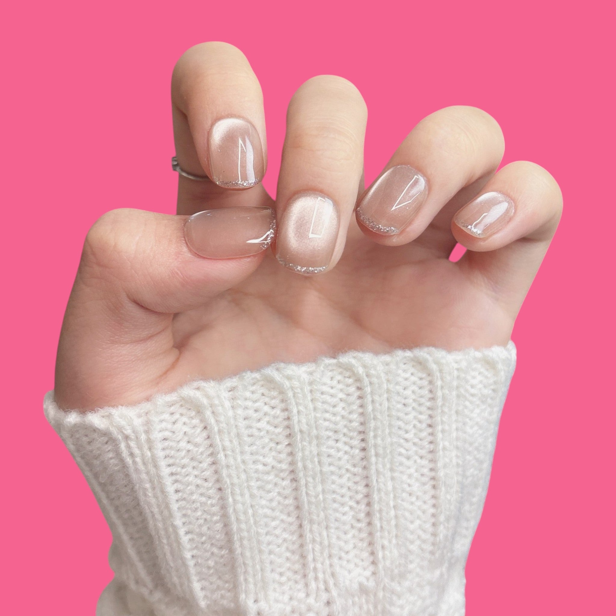 Minimalist Nude Glitter French Press-On Nails