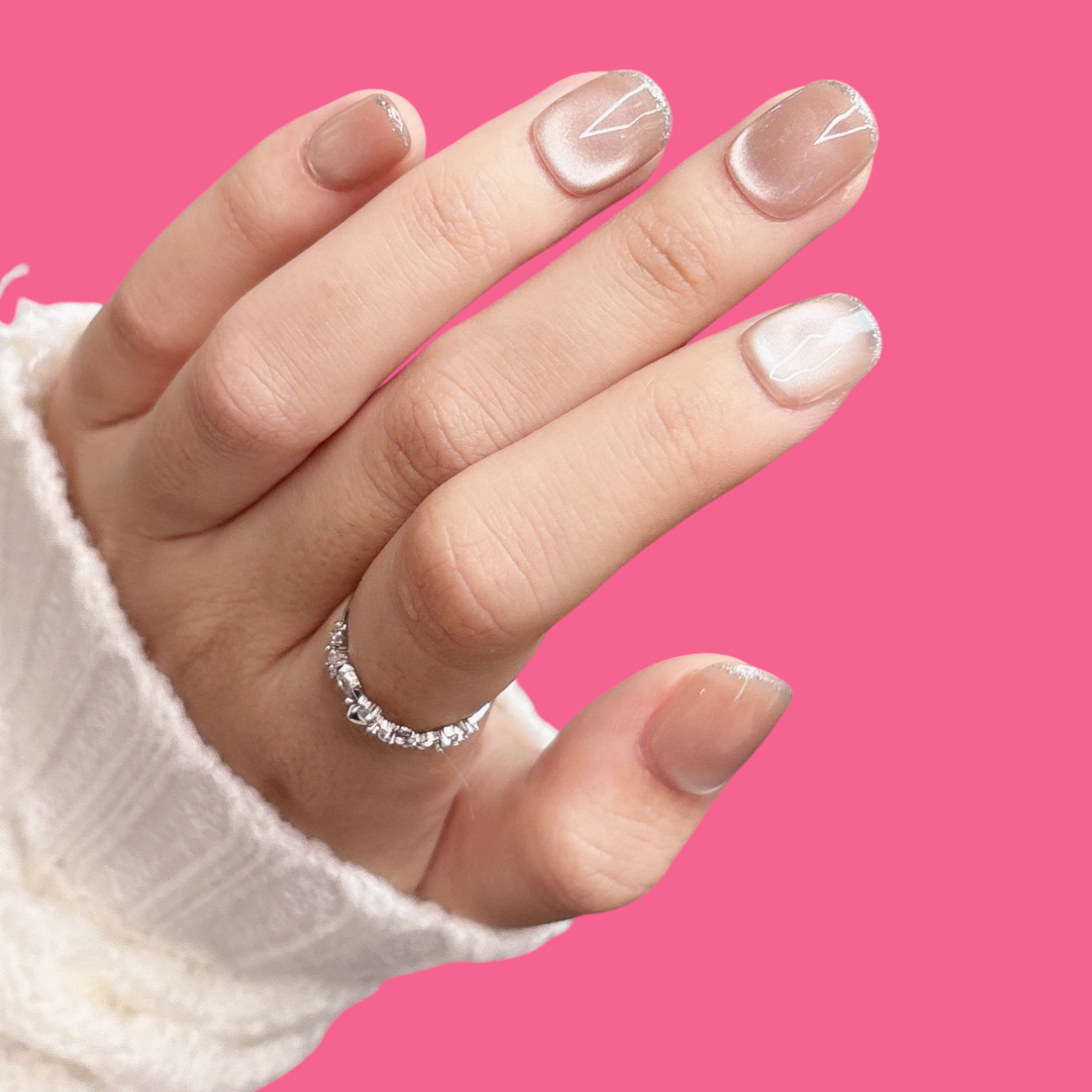 Minimalist Nude Glitter French Press-On Nails