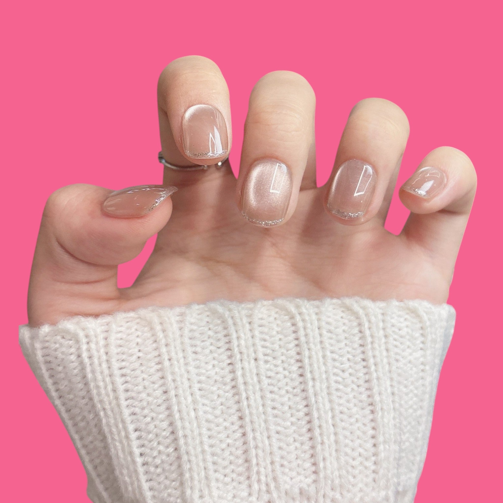 Minimalist Nude Glitter French Press-On Nails