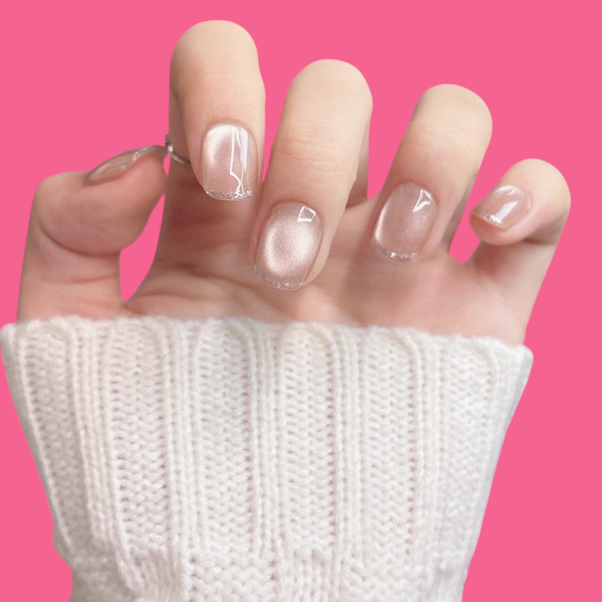 Minimalist Nude Glitter French Press-On Nails